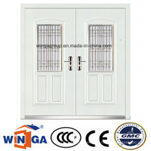Puerta metálica de seguridad de acero de entrada de color blanco (W-SZ-03)